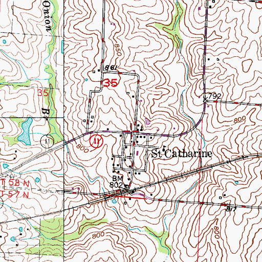 Topographic Map of Saint Catharine, MO
