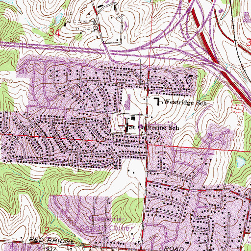 Topographic Map of Our Lady of Peace Elementary School, MO