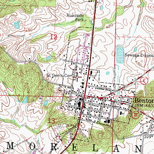 Topographic Map of Saint Denis Cemetery, MO