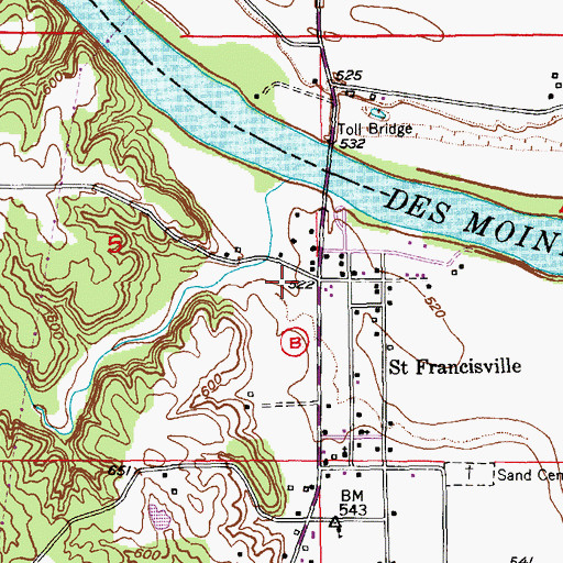 Topographic Map of Saint Francisville, MO