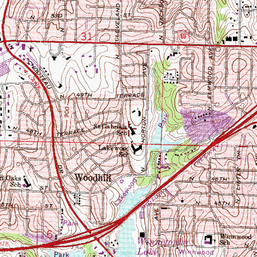 Topographic Map of Saint Gabriel Catholic School, MO