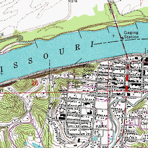 Topographic Map of Saint George Cemetery, MO