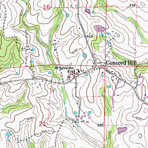 Topographic Map of Saint Ignatius School, MO