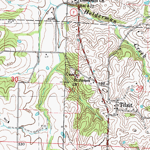Topographic Map of Saint James Church, MO