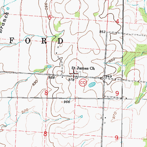 Topographic Map of Saint James Church, MO