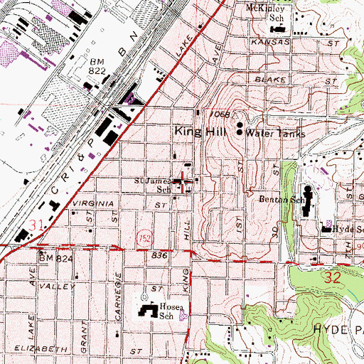 Topographic Map of Saint James Elementary School, MO