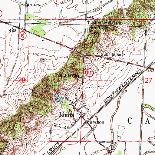 Topographic Map of Saint Joe Church, MO