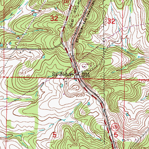 Topographic Map of Saint John, MO