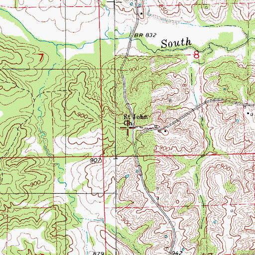Topographic Map of Saint John Church, MO