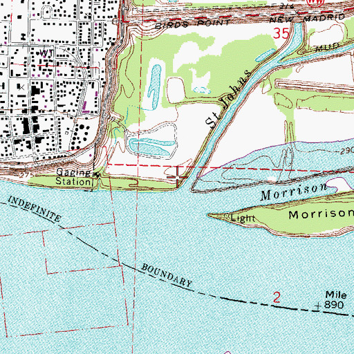 Topographic Map of Saint Johns Bayou, MO