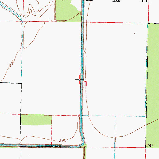 Topographic Map of Saint Johns Diversion Ditch, MO