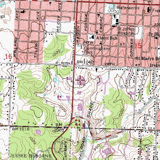 Topographic Map of Saint John's Regional Medical Center, MO