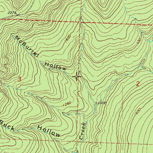 Topographic Map of McBurrel Hollow, AR