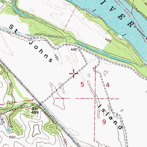 Topographic Map of Saint Johns Island, MO