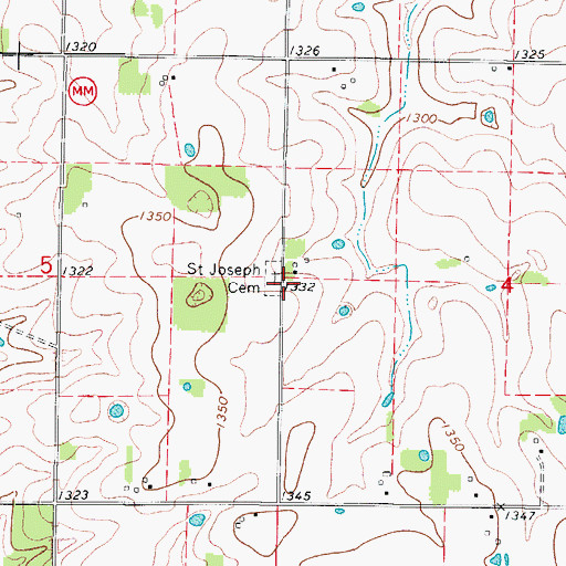 Topographic Map of Saint Joseph Cemetery, MO