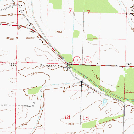 Topographic Map of Saint Joseph Cemetery, MO