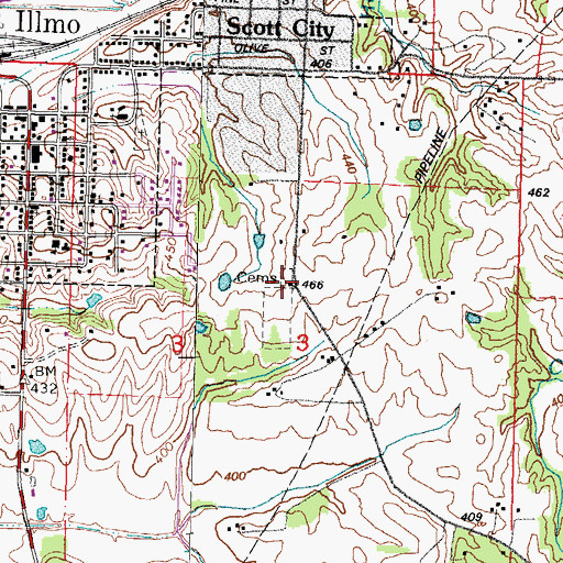 Topographic Map of Saint Joseph Cemetery, MO