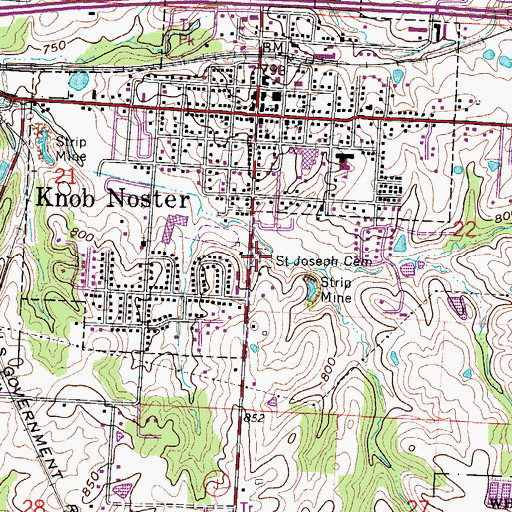 Topographic Map of Saint Joseph Cemetery, MO