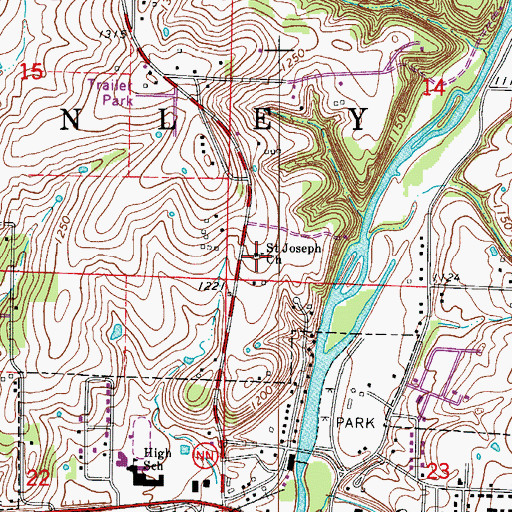 Topographic Map of Saint Joseph Church, MO