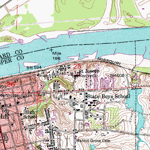 Topographic Map of Saint Joseph Convent, MO