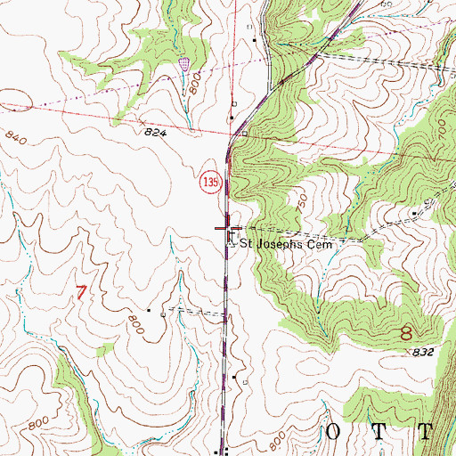 Topographic Map of Saint Josephs Cemetery, MO
