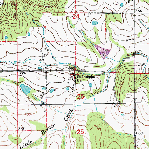 Topographic Map of Saint Josephs Church, MO