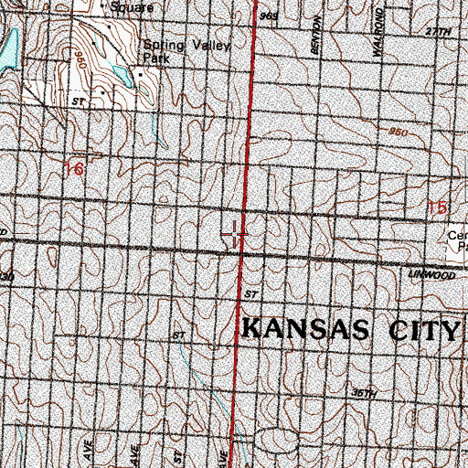 Topographic Map of Saint Josephs Hospital, MO