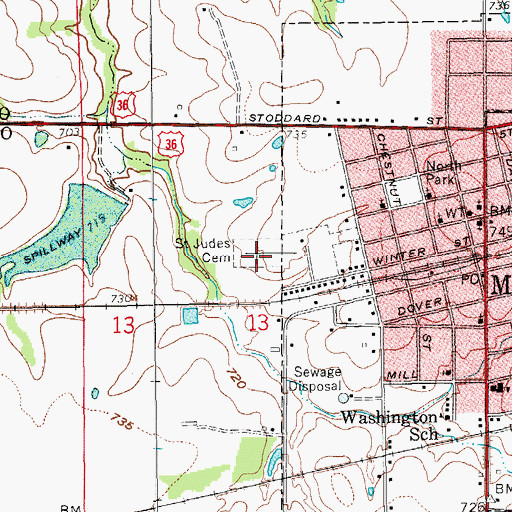 Topographic Map of Saint Judes Cemetery, MO