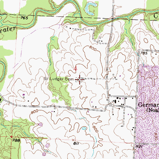Topographic Map of Saint Ludger Cemetery, MO