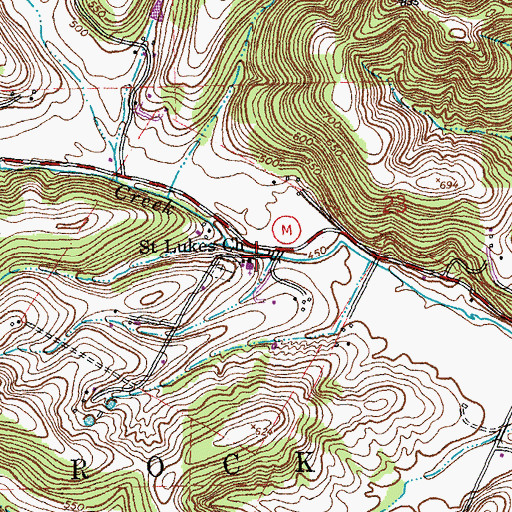 Topographic Map of Saint Lukes Church, MO