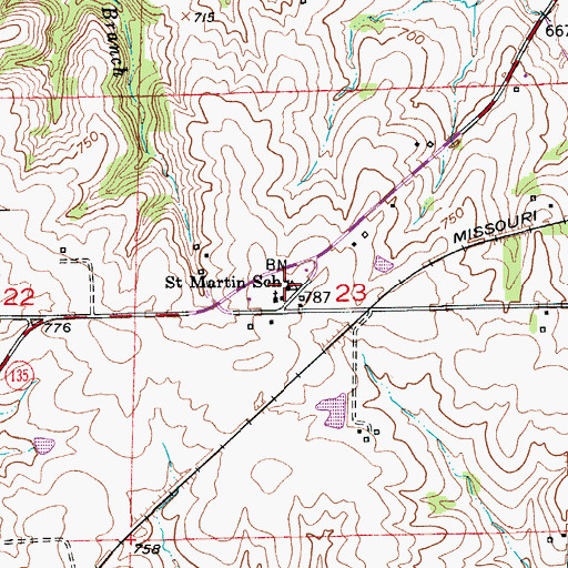 Topographic Map of Saint Martin School (historical), MO