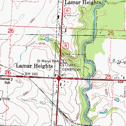 Topographic Map of Saint Marys Cemetery, MO