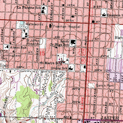Topographic Map of Saint Marys Elementary School, MO