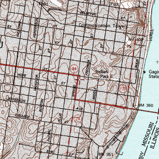 Topographic Map of Saint Marys School, MO