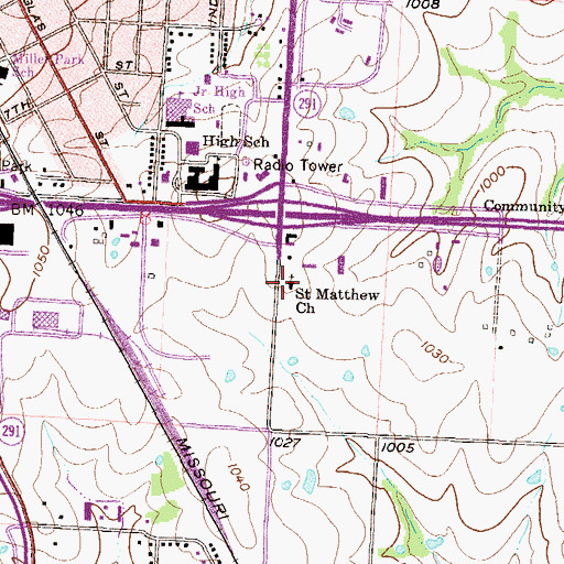 Topographic Map of Saint Matthew Church, MO