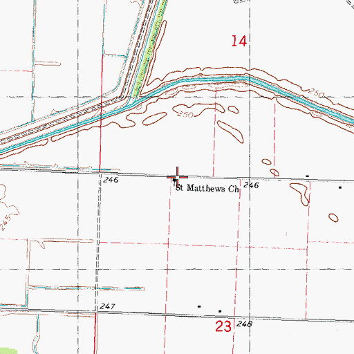 Topographic Map of Saint Matthews Church, MO