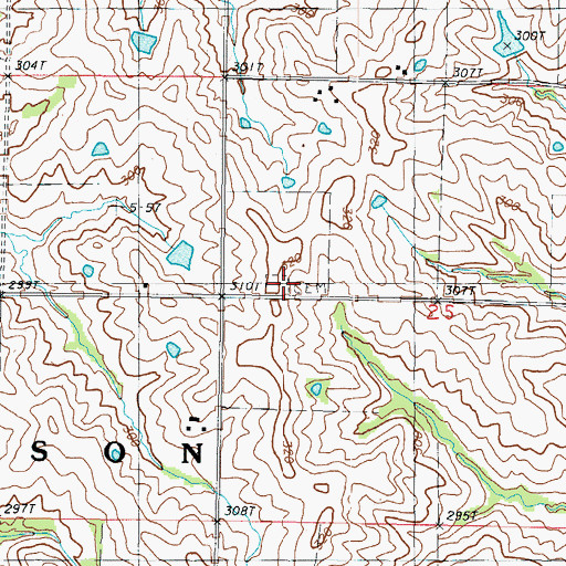Topographic Map of Saint Patrick Cemetery, MO