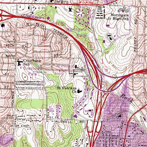 Topographic Map of Saint Patricks Elementary School, MO