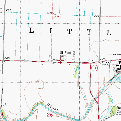 Topographic Map of Saint Paul Cemetery, MO