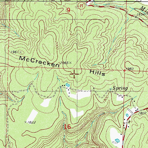Topographic Map of McCracken Hills, AR