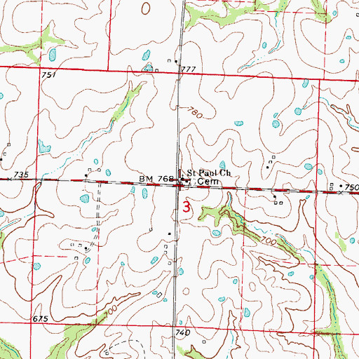 Topographic Map of Saint Paul Church, MO