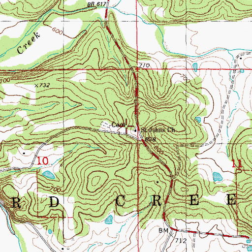 Topographic Map of Saint Paul School (historical), MO
