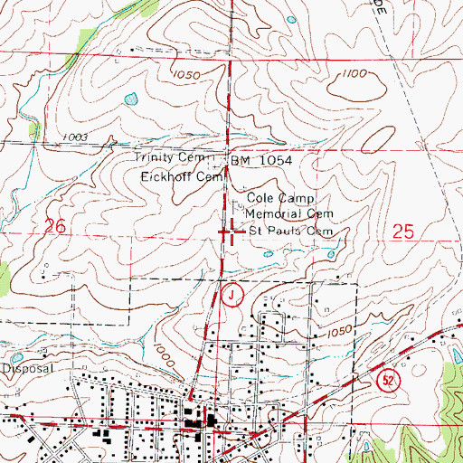 Topographic Map of Saint Pauls Cemetery, MO