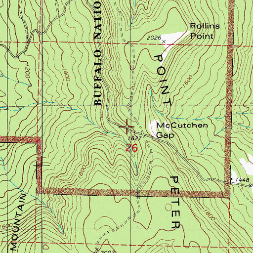 Topographic Map of McCutchen Gap, AR