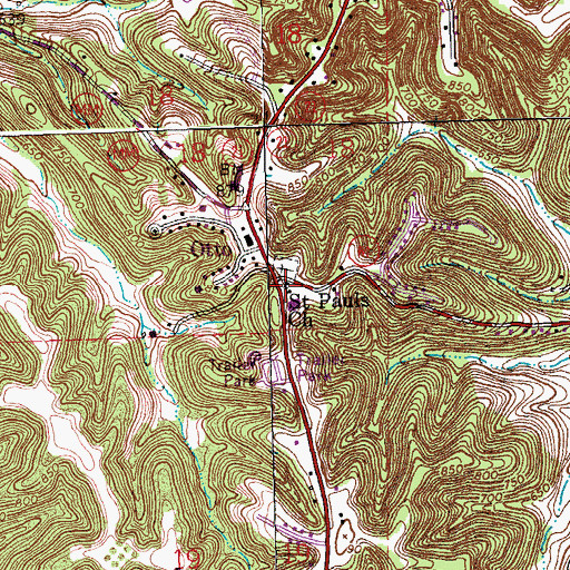 Topographic Map of Saint Pauls Church, MO