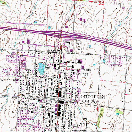 Topographic Map of Saint Pauls College (historical), MO