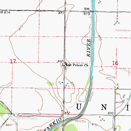 Topographic Map of Saint Peters Church, MO
