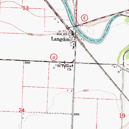 Topographic Map of Saint Peters Church, MO