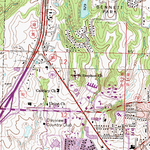 Topographic Map of Saint Stephen Church, MO