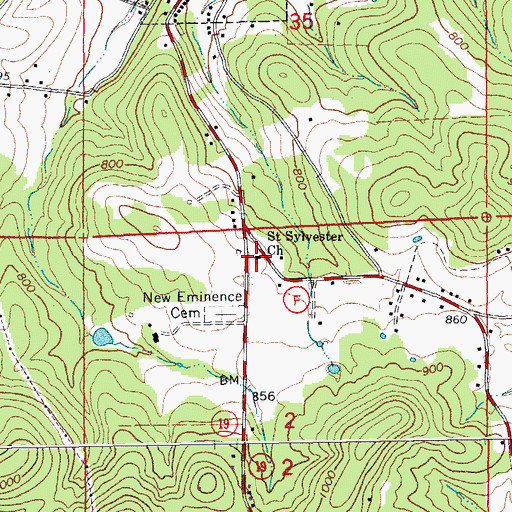 Topographic Map of Saint Sylvester Church, MO